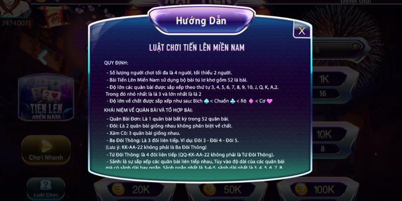 Luật chơi Tiến lên miền nam 789club chi tiết